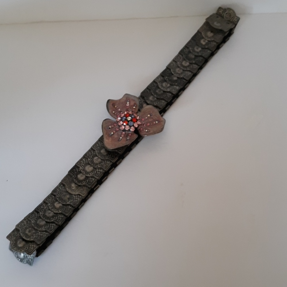 BOHO METAL BELT  😁🐕 PINK FLOWER - Picture 2 of 8